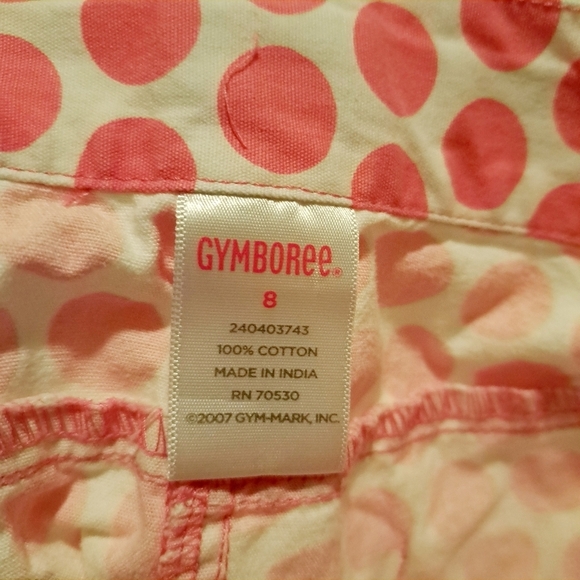 Gymboree girls size 8 white with pink polka dot shorts, adjustable waist - Picture 4 of 5